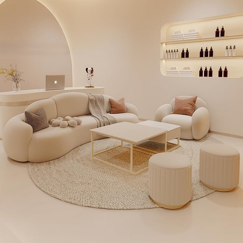 Aroma Homes Modern Curved Sofa Set – Cloud-Inspired Living Room Couch with Soft Armchairs & Ottomans - Image 1